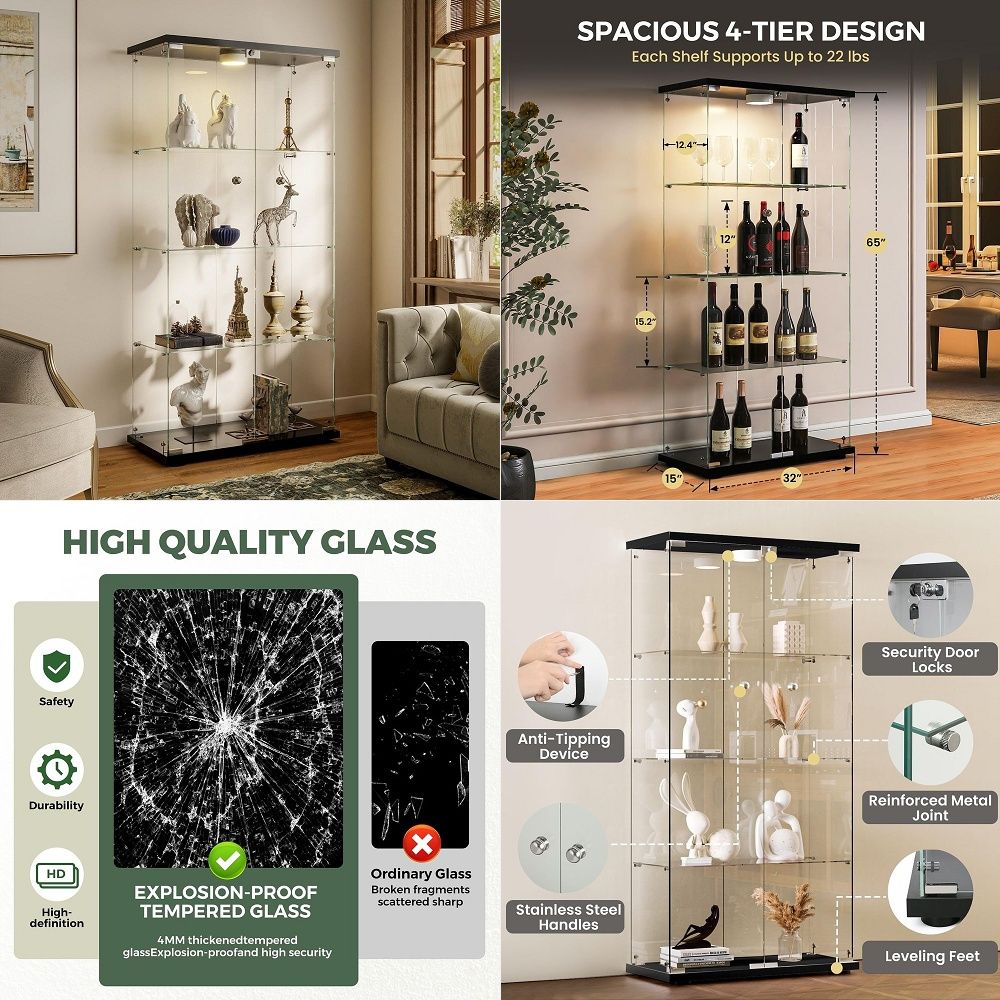 Lighting & Home Decor Studio - Vitrina con Luces LED y Cerradura,