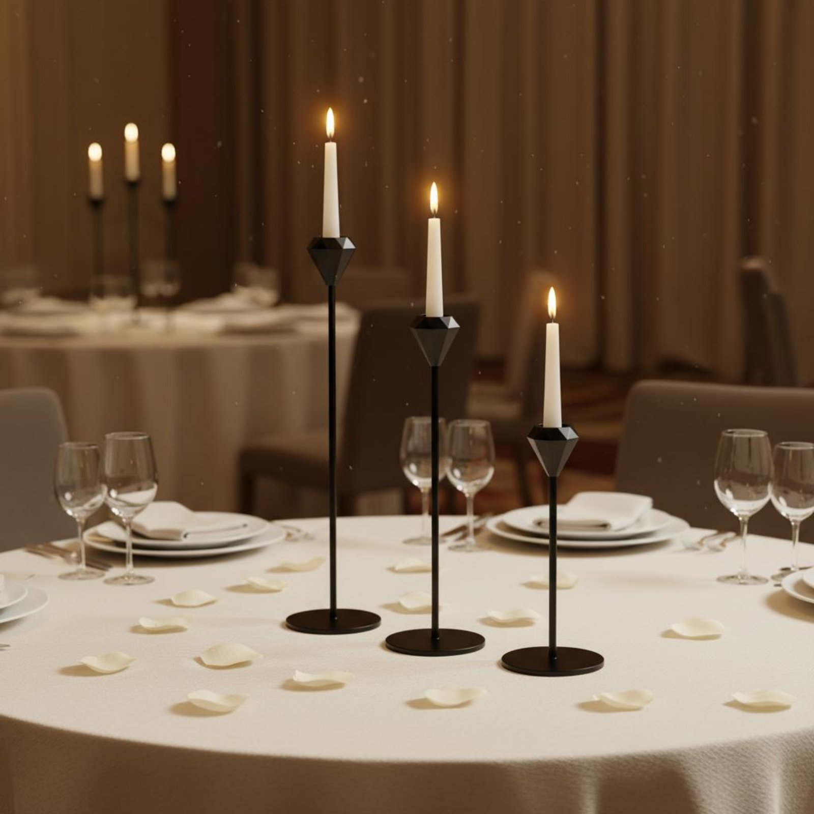 Candle Holder Set - Juego de 3 Candelabros de Cristal,