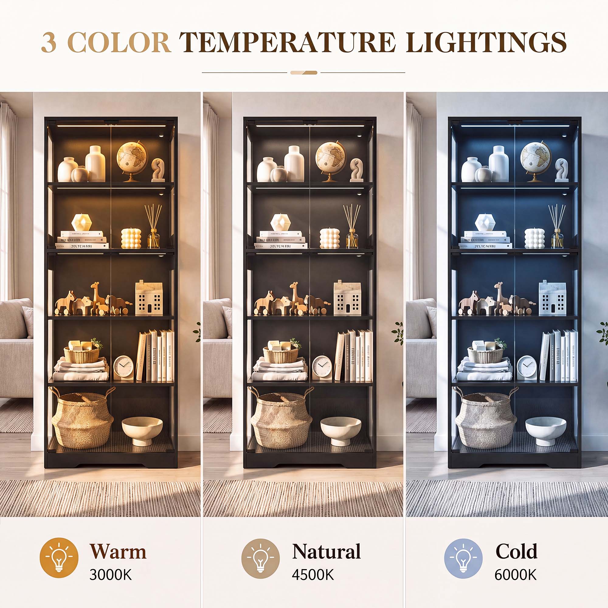 TCGBKAF Vitrina de 5 niveles c - Led Lighting Decor reseña y precio
